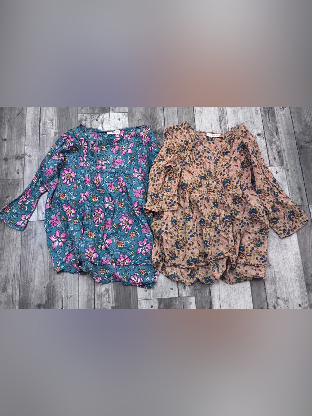 Natural Life Maribel Top Bundle 2  Floral Mushroom Boho Cottagecore Blouse Lot